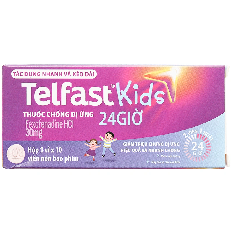 Telfast Kids 30mg trị viêm mũi dị ứng, mày đay cho bé (1 vỉ x 10 viên) - 2